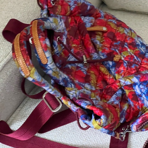 MZ Wallace Red and Blue Quilted Backpack - Picture 10 of 12